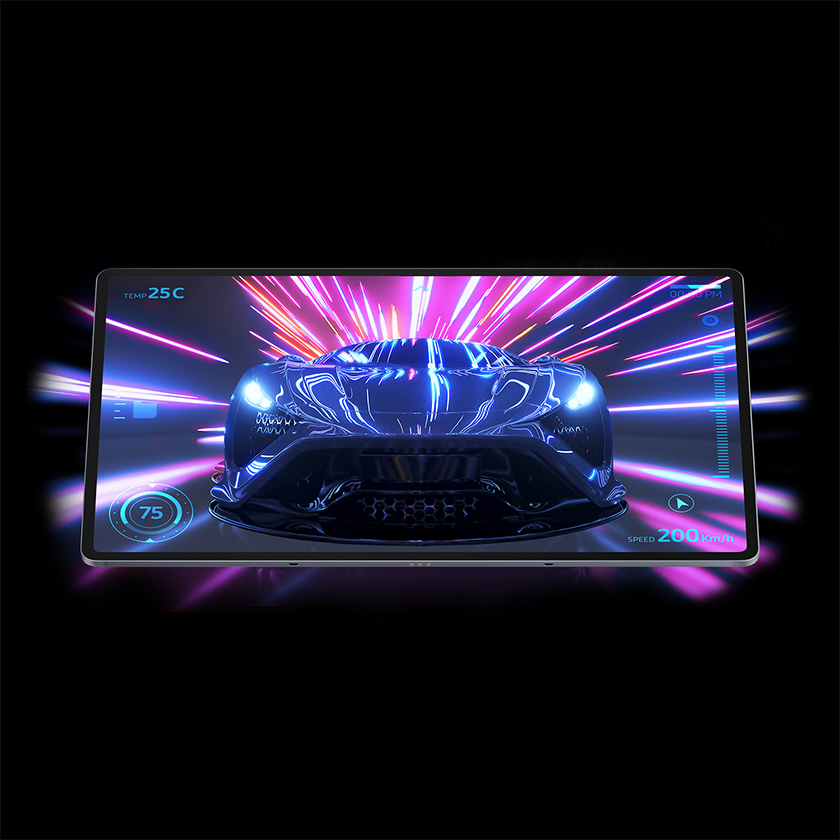 Galaxy Tab S10+ 5G screen slightly tilted, showing a racecar game.